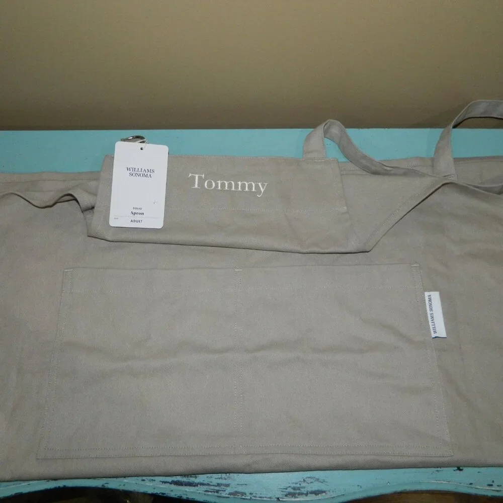 Williams Sonoma Classic Solid Adult Apron Gray Mono “Tommy